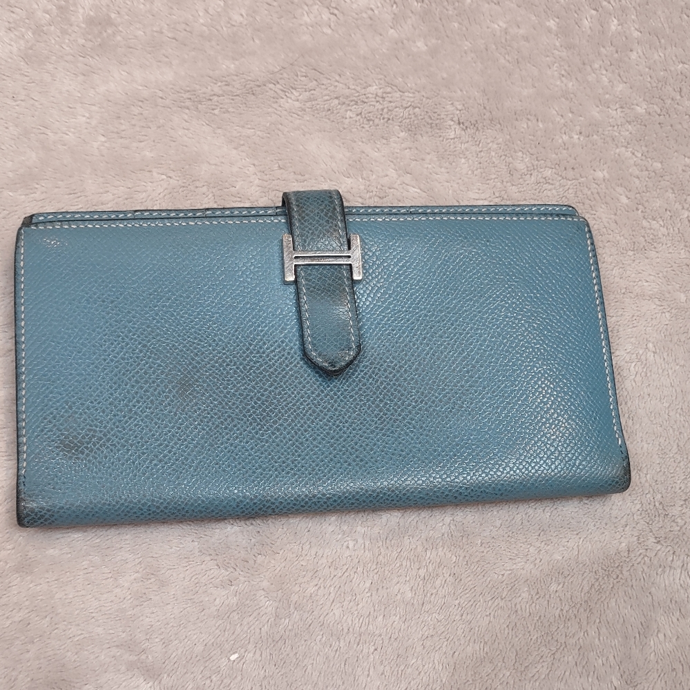 HERMES Bearn Veau Epsom Leather Long Bifold Wallet